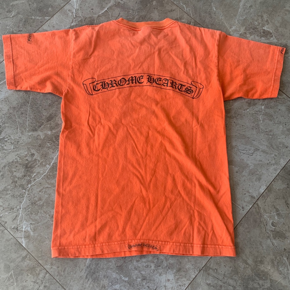 Chrome Hearts orange logo scroll tee